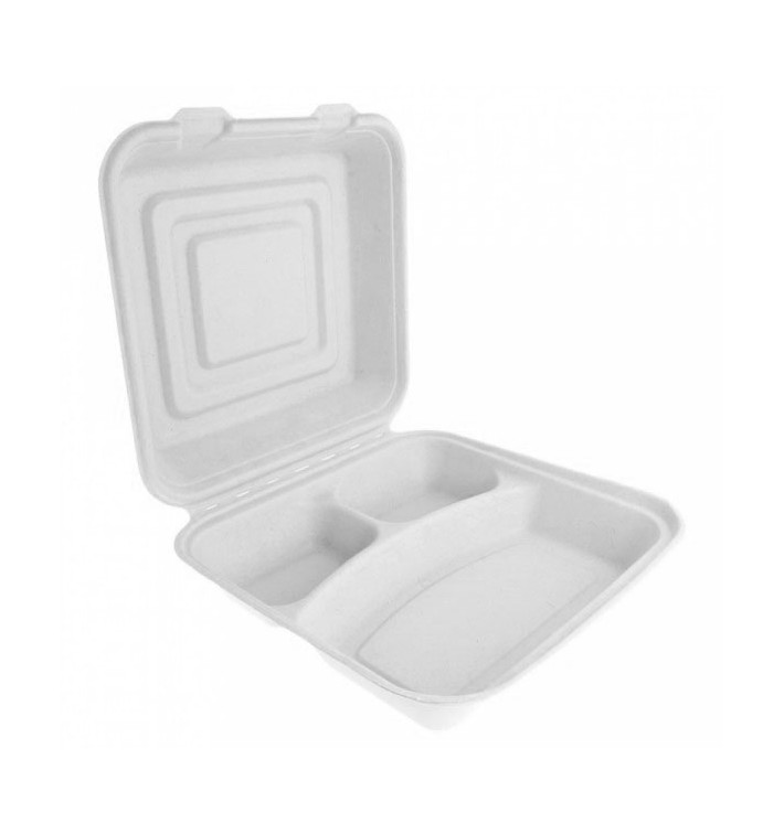 Envase MenuBox Caña Azúcar Blanco 3C 24x23x7,6cm (50 Uds)