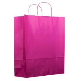 Bolsa Papel Fucsia con Asas 80g 26+14x32 cm (250 Uds)