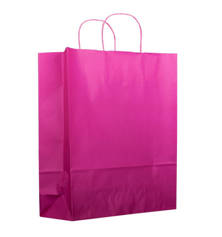Bolsa Papel Fucsia con Asas 80g 26+14x32 cm (250 Uds) Bolsa Papel Fucsia con Asas 80g 26+14x32 cm (250 Uds)