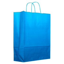 Bolsa Papel Turquesa con Asas 80g 26+14x32 cm (50 Uds)