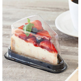 Envase para Porción Tarta Transp. Base Negra (50 Uds)