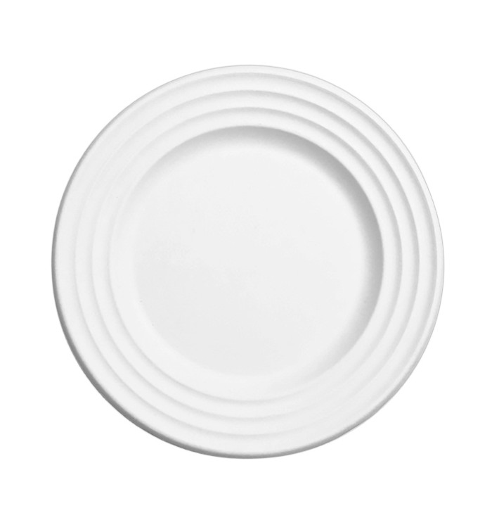 Plato Caña de Azucar Premium Wave Blanco Ø18cm (50 Uds)