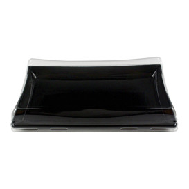 Bandeja Plastico Negra con Tapa PET 12x22cm (15 Uds)