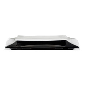 Bandeja Plastico Negra con Tapa PET 12x22cm (120 Uds)