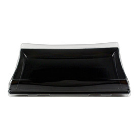 Bandeja Plastico Negra con Tapa PET 12x22cm (120 Uds)