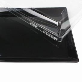 Bandeja Plastico Negra con Tapa PET 16x22cm (120 Uds)
