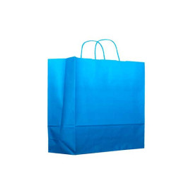 Bolsa Papel Turquesa con Asas 80g 20+10x29 cm (25 Uds)