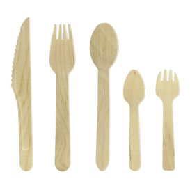 Tenedor de Madera Natural 160mm (1000 Uds)