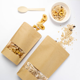 Bolsa Doypack Kraft Autocierre Zip y Ventana 25+12x35cm (50 Uds)