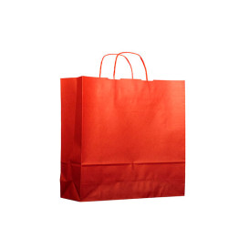 Bolsa Papel Kraft Roja con Asas 80g 20+10x29cm (25 Uds)