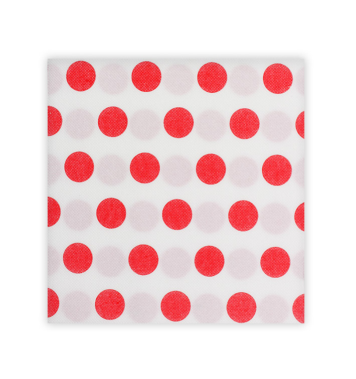 Servilleta Papel "Lunares Rojos" Punta-Punta 40x40cm (50 Uds)