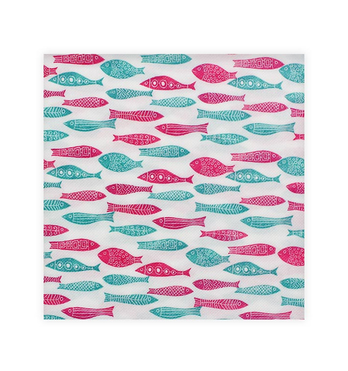 Servilleta Papel "Peces" Punta-Punta 40x40cm (50 Uds)