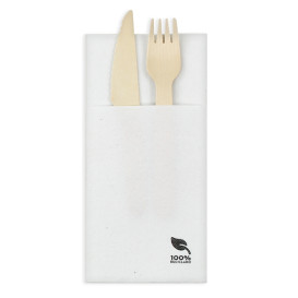 Servilleta Portacubiertos de Papel Eco Blanco 40x40cm (960 Uds)