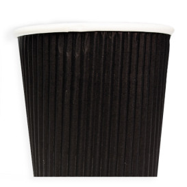 Vaso Cartón 8 Oz/250ml "Rizado" Negro Ø8cm (500 Uds)