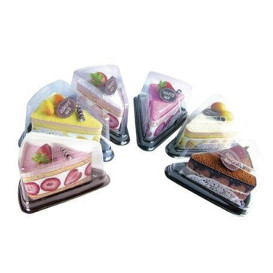 Envase para Porción Tarta Transp. Base Negra (50 Uds)