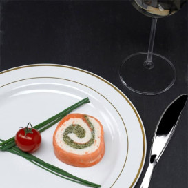Plato de Plastico extrarigido con Ribete Oro 15 cm (20 Uds)