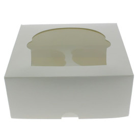 Caja 4 Cupcakes con Soporte 17,3x16,5x7,5cm Blanco (140 Uds)