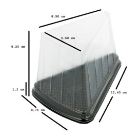 Envase para Porción Tarta Transp. Base Negra (50 Uds)