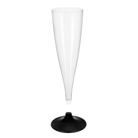 Copa Plastico Cava Pie Negro 140ml 2P (400 Uds)