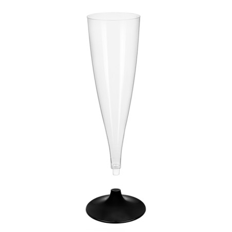 Copa Plástico Cava Pie Negro 140ml 2P (400 Uds)