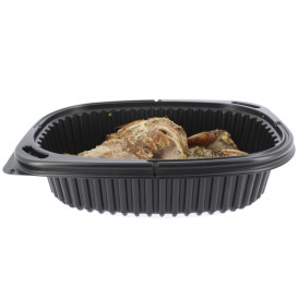 Envase Rectangular PP Negro 400ml 190x140x32mm (40 Uds)