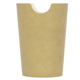 Vaso Antigrasa Carton Efecto Kraft con Solapa 14Oz/420ml (50 Uds)