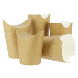 Vaso Antigrasa Carton Efecto Kraft con Solapa 14Oz/420ml (50 Uds)
