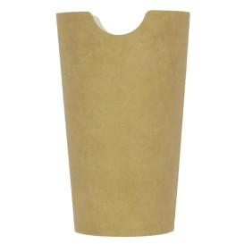 Vaso Antigrasa Carton Efecto Kraft con Solapa 16Oz/480ml (50 Uds)
