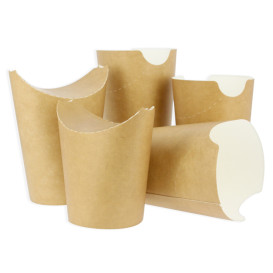 Vaso Antigrasa Carton Efecto Kraft con Solapa 16Oz/480ml (1000 Uds)