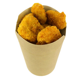 Vaso Antigrasa Carton Efecto Kraft con Solapa 14Oz/420ml (1000 Uds)