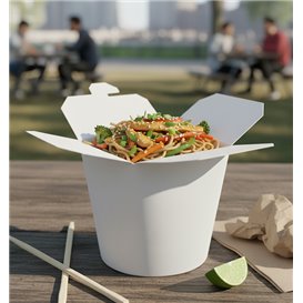 Envase Comida para Llevar 100% ECO Blanco 16Oz/480ml (50 Uds)