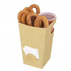 Caja Cartón Para Churros con Chocolate Kraft 78x78x179mm (25 Uds)