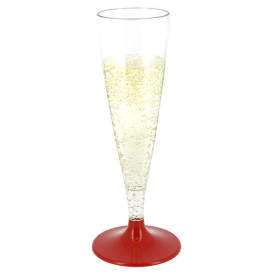 Copa Plastico Cava Pie Rojo 140ml 2P (20 Uds)
