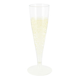 Copa Plastico Cava Pie Blanco 140ml 2P (20 Uds)