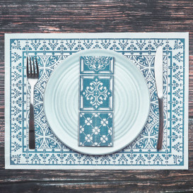 Mantel Individual Papel 30x40cm "Alhambra" Turquesa 35g/m² (1000 Uds)