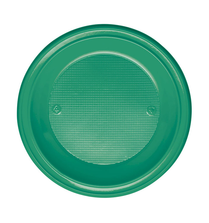 Plato de Plastico PS Hondo Verde Ø220mm (600 Uds)
