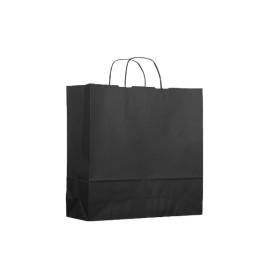 Bolsa Papel Kraft Negra con Asas 100g 22+9x23cm (25 Uds)