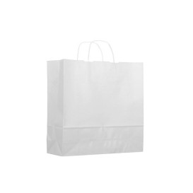 Bolsa Papel Kraft Blanca con Asas 100g 18+8x24cm (25 Uds)