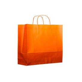 Bolsa Papel Naranja con Asas 80g 20+10x29 cm (25 Uds)