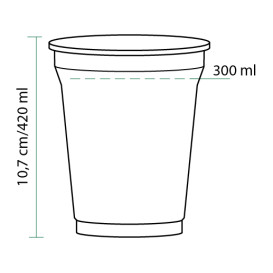Vaso de Plástico Rígido de PET 420ml Ø9,3cm (50 Uds)