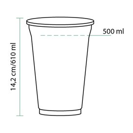 Vaso de Plástico Rígido de PET 610ml Ø9,8cm (50 Uds)