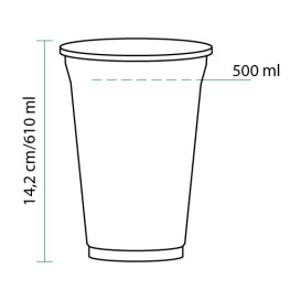 Vaso de Plástico Rígido de PET 610ml Ø9,8cm (50 Uds)