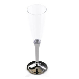 Copa de Plastico Cava Pie Plata 100ml (10 Uds)