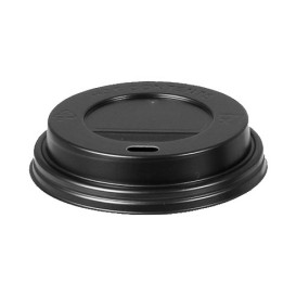 Tapa Travel con Agujero PS para Vaso Cartón 7Oz Negra Ø7,2cm (1000 Uds)