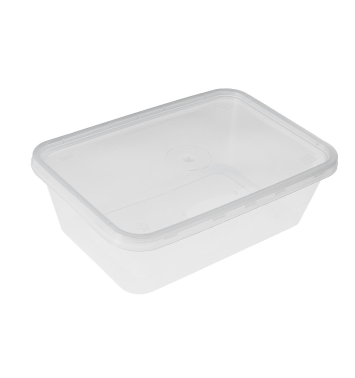 Tarrina Plástico Rectangular PP con Tapa 500ml (500 Uds)
