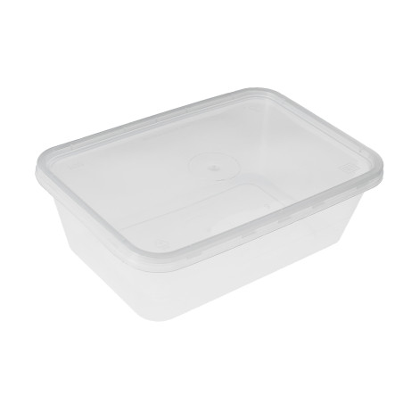 Tarrina Plástico Rectangular PP con Tapa 500ml (300 Uds)