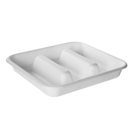 Envase para Tacos de Caña de Azúcar Blanco 18,5x18,5cm (300 Uds)