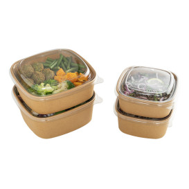 Tarrina Cuadrada de Cartón Kraft 500ml 13x13x5,6cm (50 Uds)