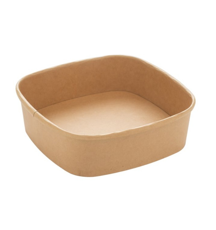 Tarrina Cuadrada de Cartón Kraft 750ml 17x17x5cm (300 Uds)