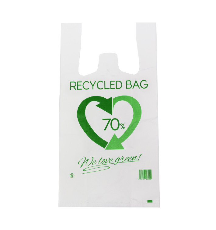 Bolsa Plástico Camiseta 70% Reciclado 30x40cm G200 (100 Uds)